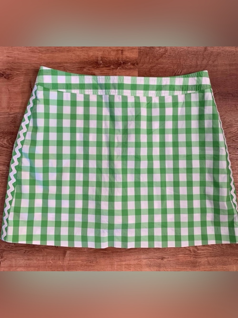 Lilly Pulitzer Sz 16 VINTAGE White Label Green White Gingham Check Skort Shorts